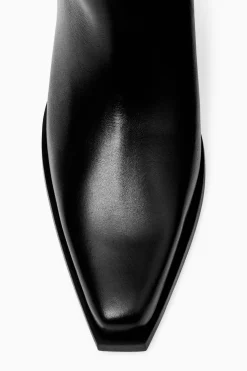 Online COS KNEE-HIGH LEATHER COWBOY BOOTS BLACK