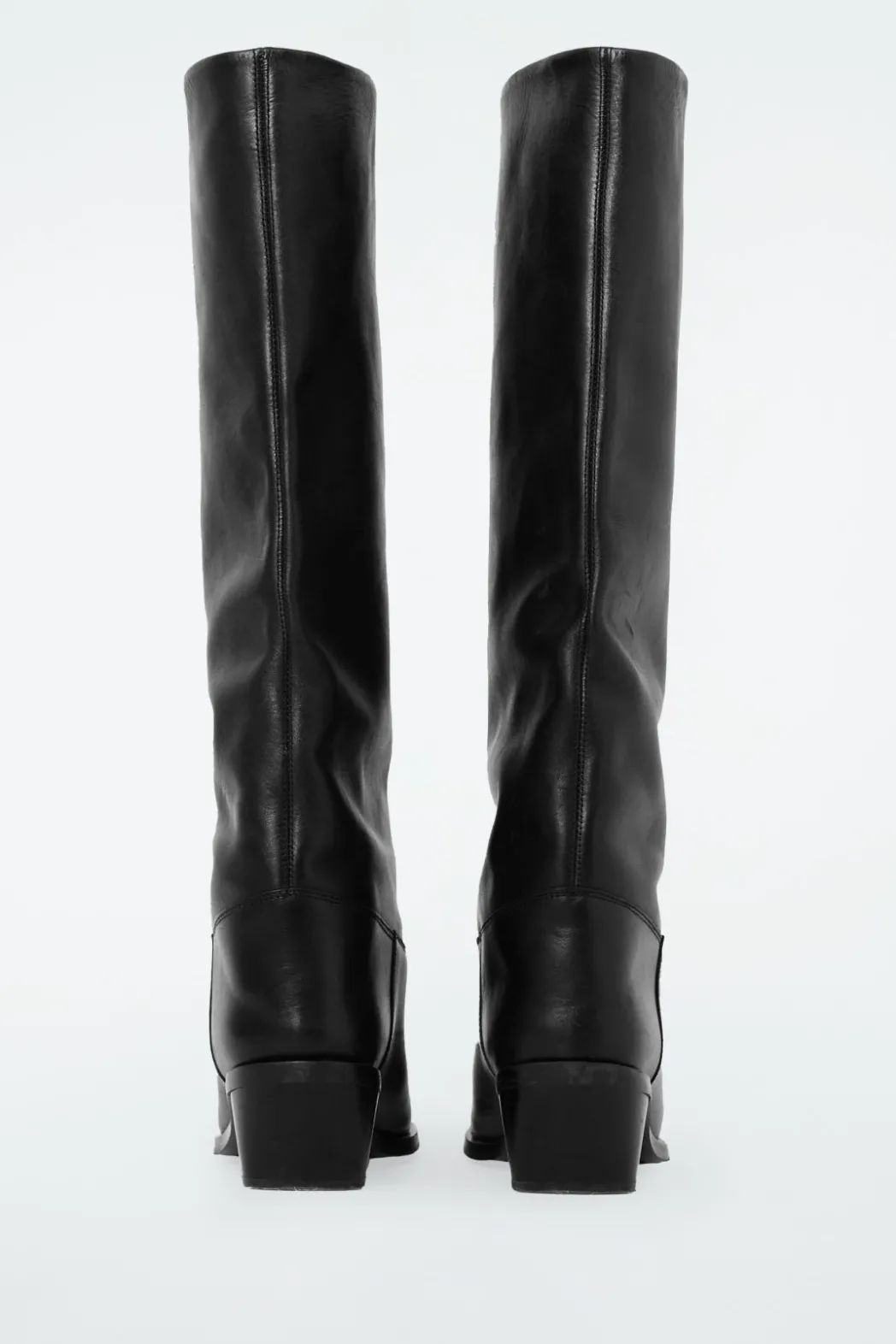 Online COS KNEE-HIGH LEATHER COWBOY BOOTS BLACK