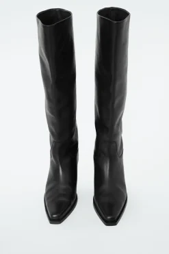 Online COS KNEE-HIGH LEATHER COWBOY BOOTS BLACK