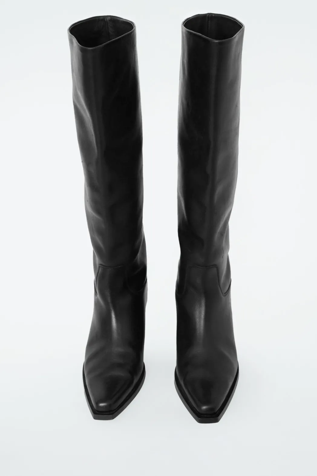Online COS KNEE-HIGH LEATHER COWBOY BOOTS BLACK