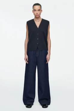 COS KNITTED CASHMERE-BLEND TANK NAVY