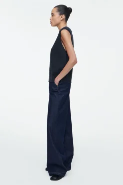 COS KNITTED CASHMERE-BLEND TANK NAVY