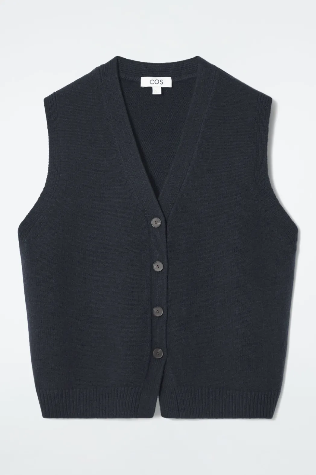 COS KNITTED CASHMERE-BLEND TANK NAVY