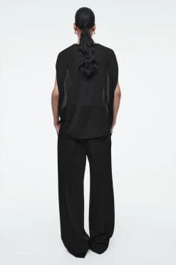 Sale COS KNITTED CIRCLE-CUT T-SHIRT BLACK