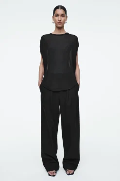 Sale COS KNITTED CIRCLE-CUT T-SHIRT BLACK