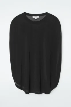Sale COS KNITTED CIRCLE-CUT T-SHIRT BLACK