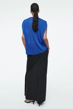 Best COS KNITTED CIRCLE-CUT T-SHIRT BLUE