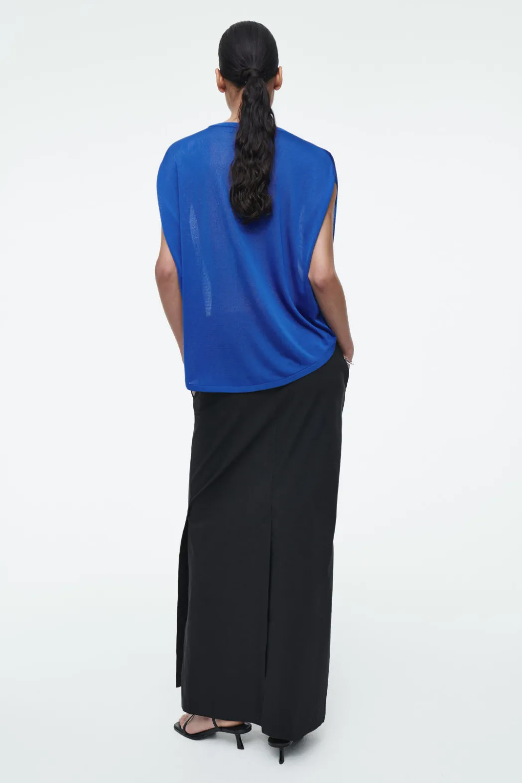 Best COS KNITTED CIRCLE-CUT T-SHIRT BLUE