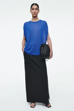 Best COS KNITTED CIRCLE-CUT T-SHIRT BLUE