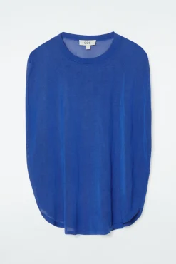 Best COS KNITTED CIRCLE-CUT T-SHIRT BLUE