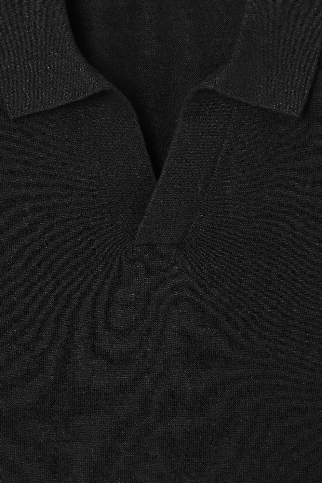 New COS KNITTED LINEN POLO SHIRT BLACK