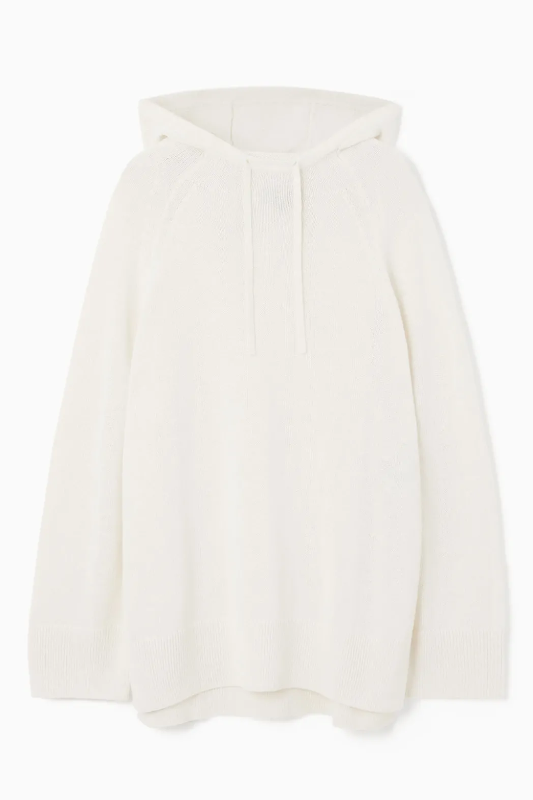Sale COS KNITTED LINEN-BLEND HOODIE WHITE