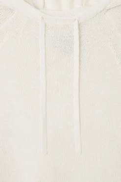 Sale COS KNITTED LINEN-BLEND HOODIE WHITE