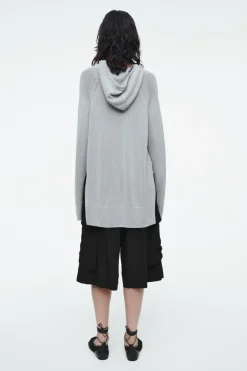 Sale COS KNITTED LINEN-BLEND HOODIE DUSTY BLUE