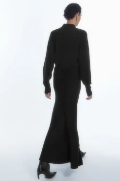 Sale COS KNITTED MIDI SKIRT BLACK