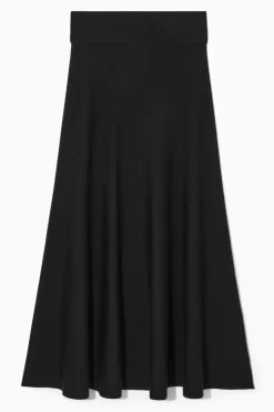 Sale COS KNITTED MIDI SKIRT BLACK