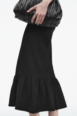 Online COS KNITTED RUFFLED-HEM MIDI DRESS BLACK