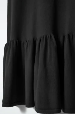 Online COS KNITTED RUFFLED-HEM MIDI DRESS BLACK
