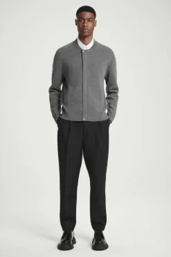 New COS KNITTED WOOL BOMBER JACKET GRAY