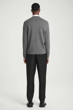 New COS KNITTED WOOL BOMBER JACKET GRAY