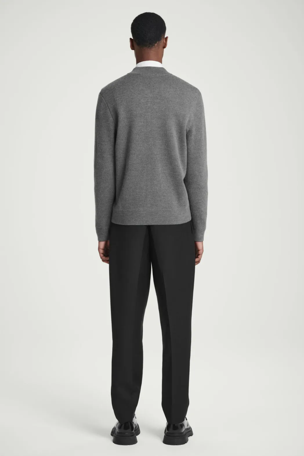 New COS KNITTED WOOL BOMBER JACKET GRAY