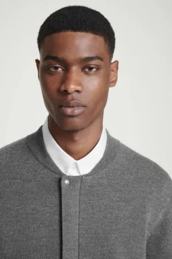 New COS KNITTED WOOL BOMBER JACKET GRAY