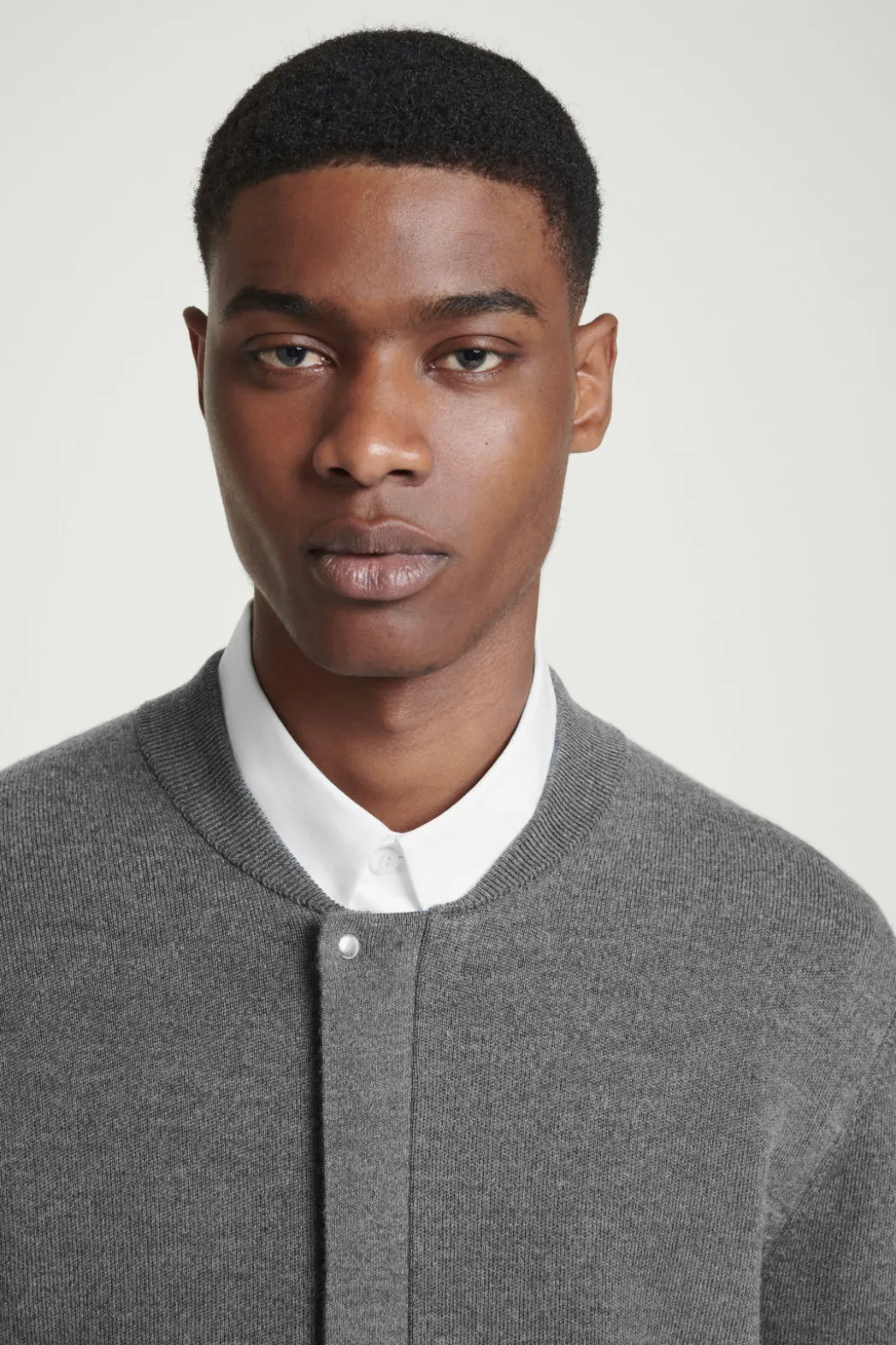 New COS KNITTED WOOL BOMBER JACKET GRAY