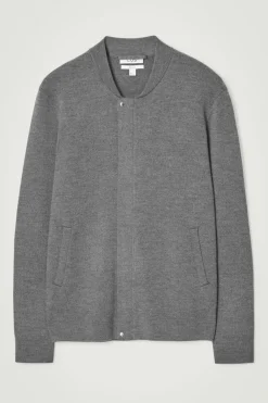 New COS KNITTED WOOL BOMBER JACKET GRAY