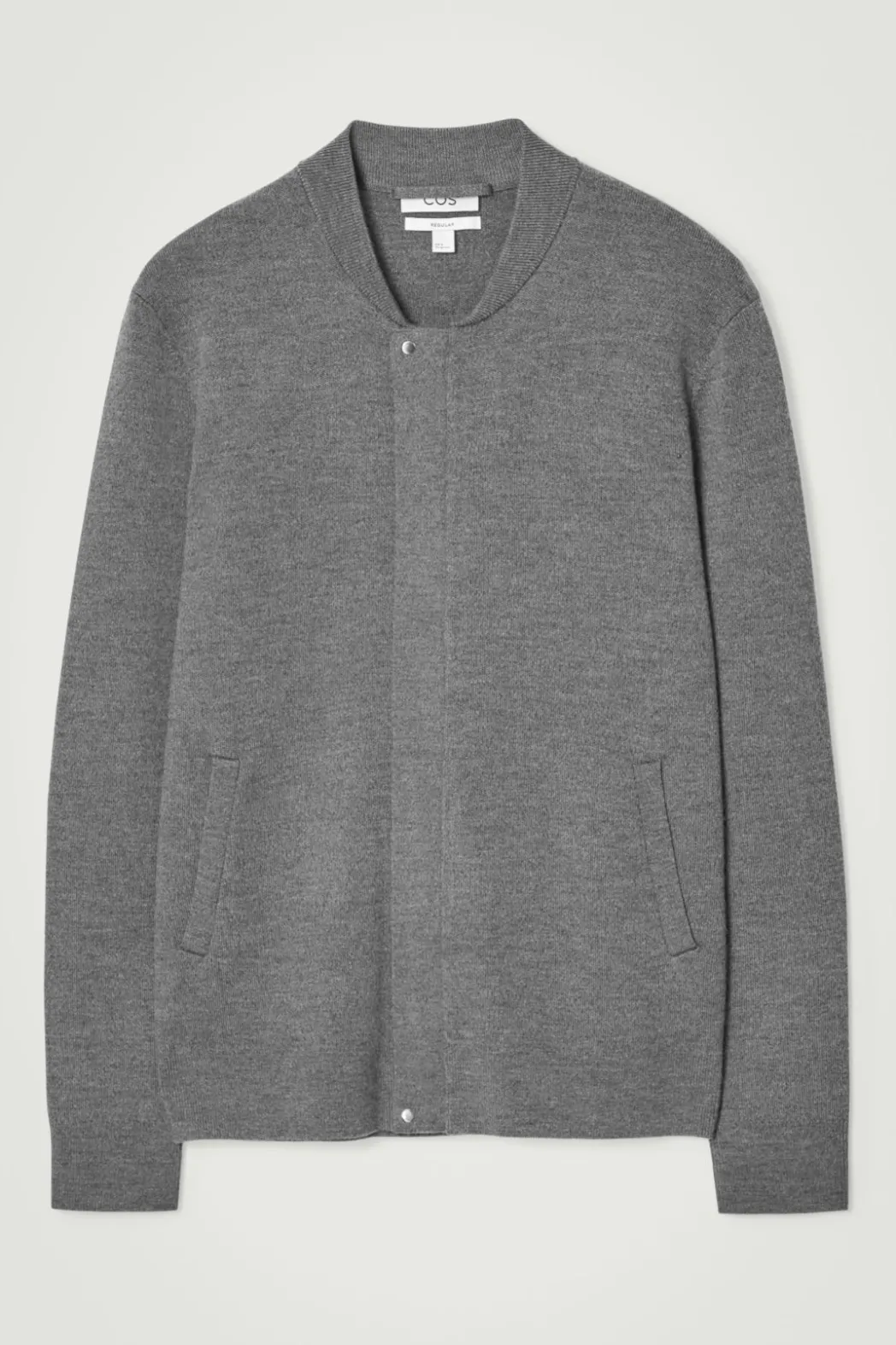 New COS KNITTED WOOL BOMBER JACKET GRAY