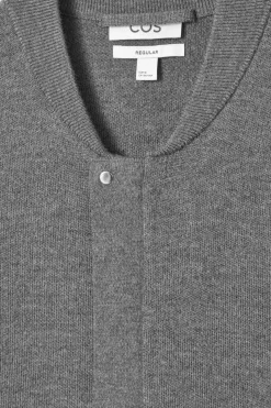 New COS KNITTED WOOL BOMBER JACKET GRAY