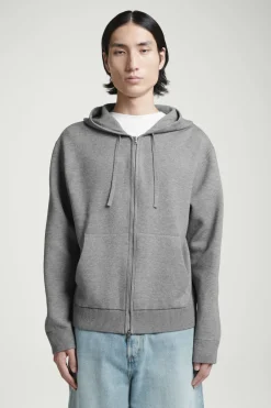 Clearance COS KNITTED ZIP-UP HOODIE GRAY MÉLANGE