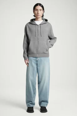 Clearance COS KNITTED ZIP-UP HOODIE GRAY MÉLANGE