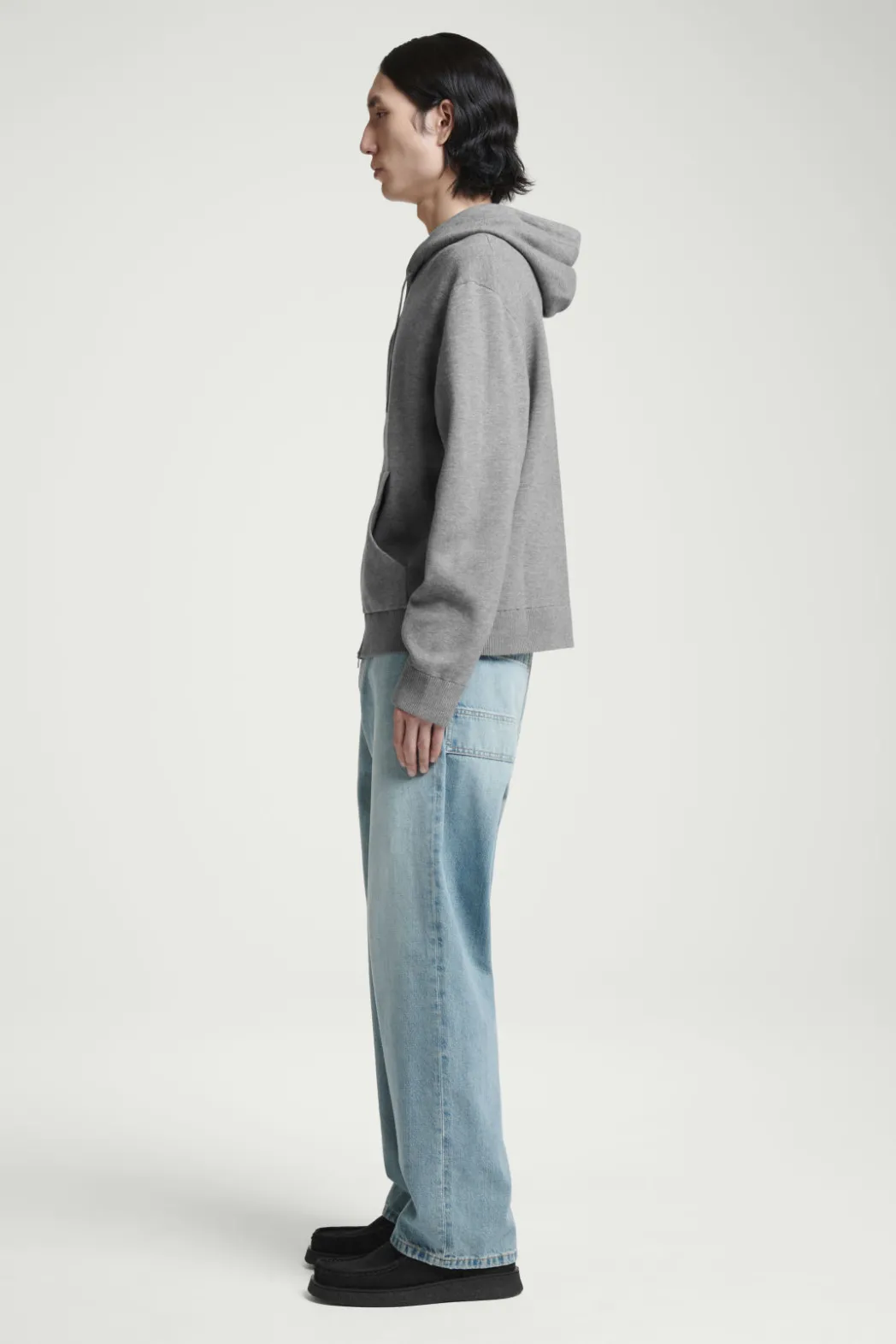 Clearance COS KNITTED ZIP-UP HOODIE GRAY MÉLANGE