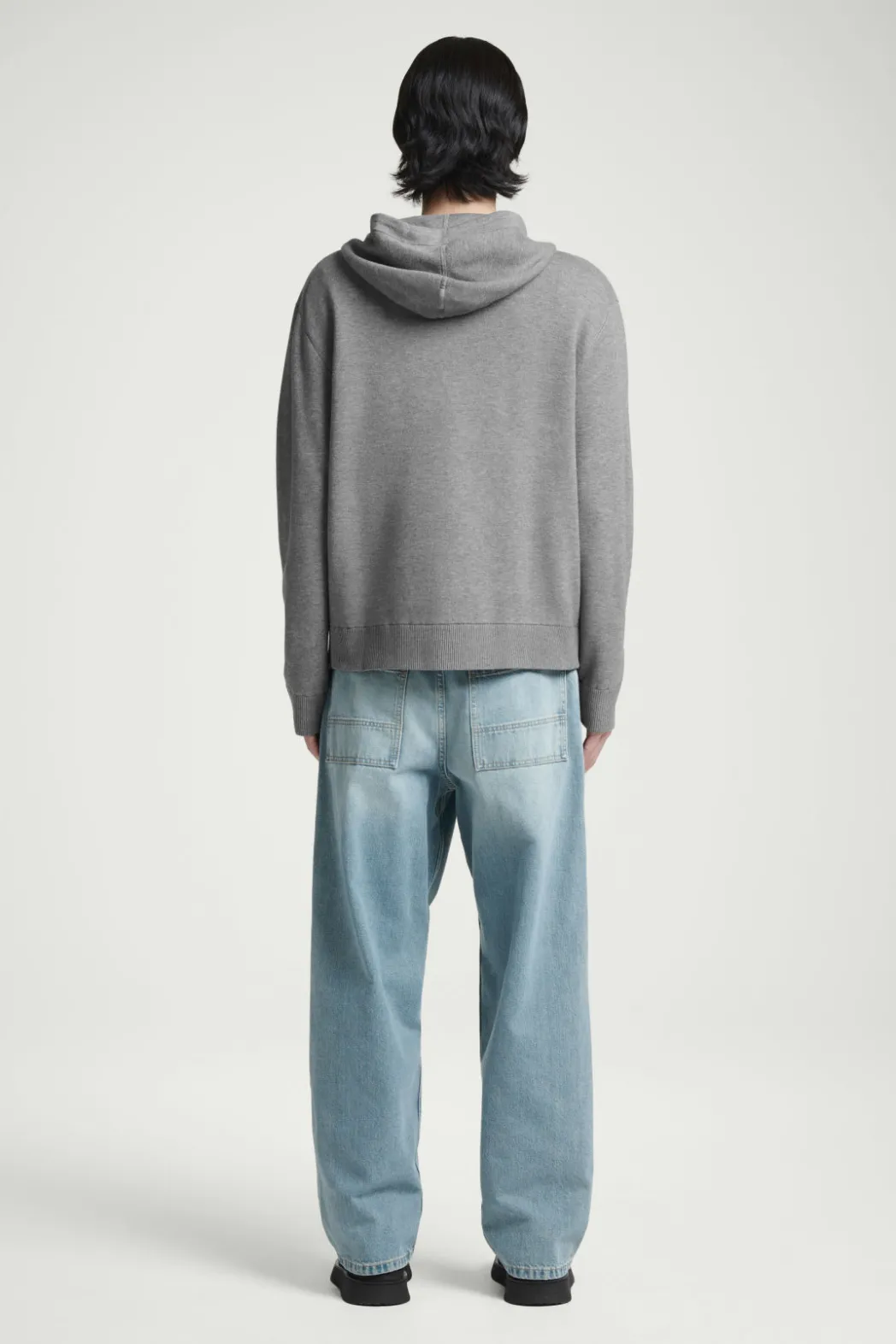 Clearance COS KNITTED ZIP-UP HOODIE GRAY MÉLANGE