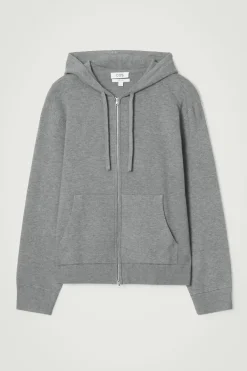 Clearance COS KNITTED ZIP-UP HOODIE GRAY MÉLANGE
