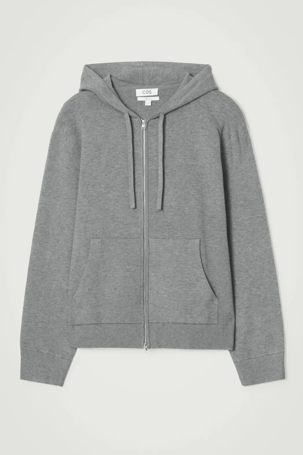 Clearance COS KNITTED ZIP-UP HOODIE GRAY MÉLANGE