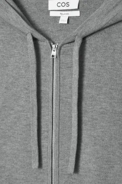 Clearance COS KNITTED ZIP-UP HOODIE GRAY MÉLANGE