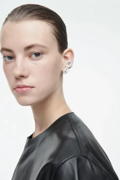 Outlet COS KNOTTED BOW CRYSTAL CLIMBER EARRINGS SILVER