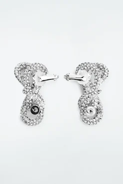 Outlet COS KNOTTED BOW CRYSTAL CLIMBER EARRINGS SILVER