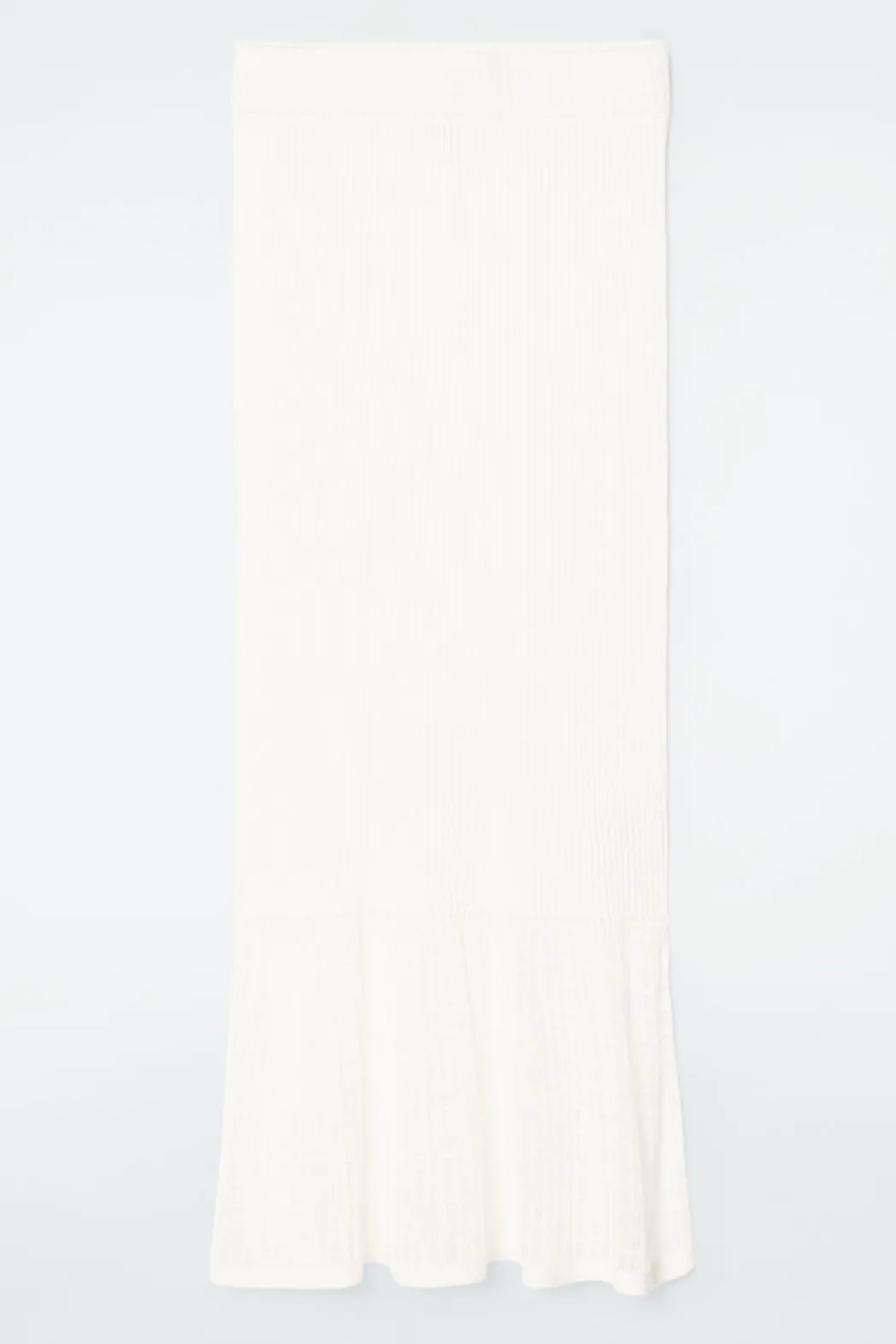 COS LACE-STITCH RIBBED-KNIT MIDI SKIRT IVORY