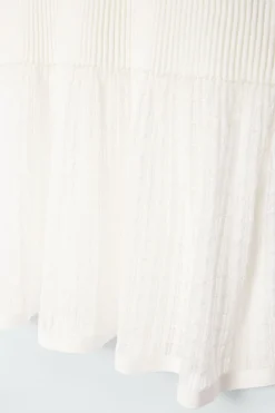 COS LACE-STITCH RIBBED-KNIT MIDI SKIRT IVORY