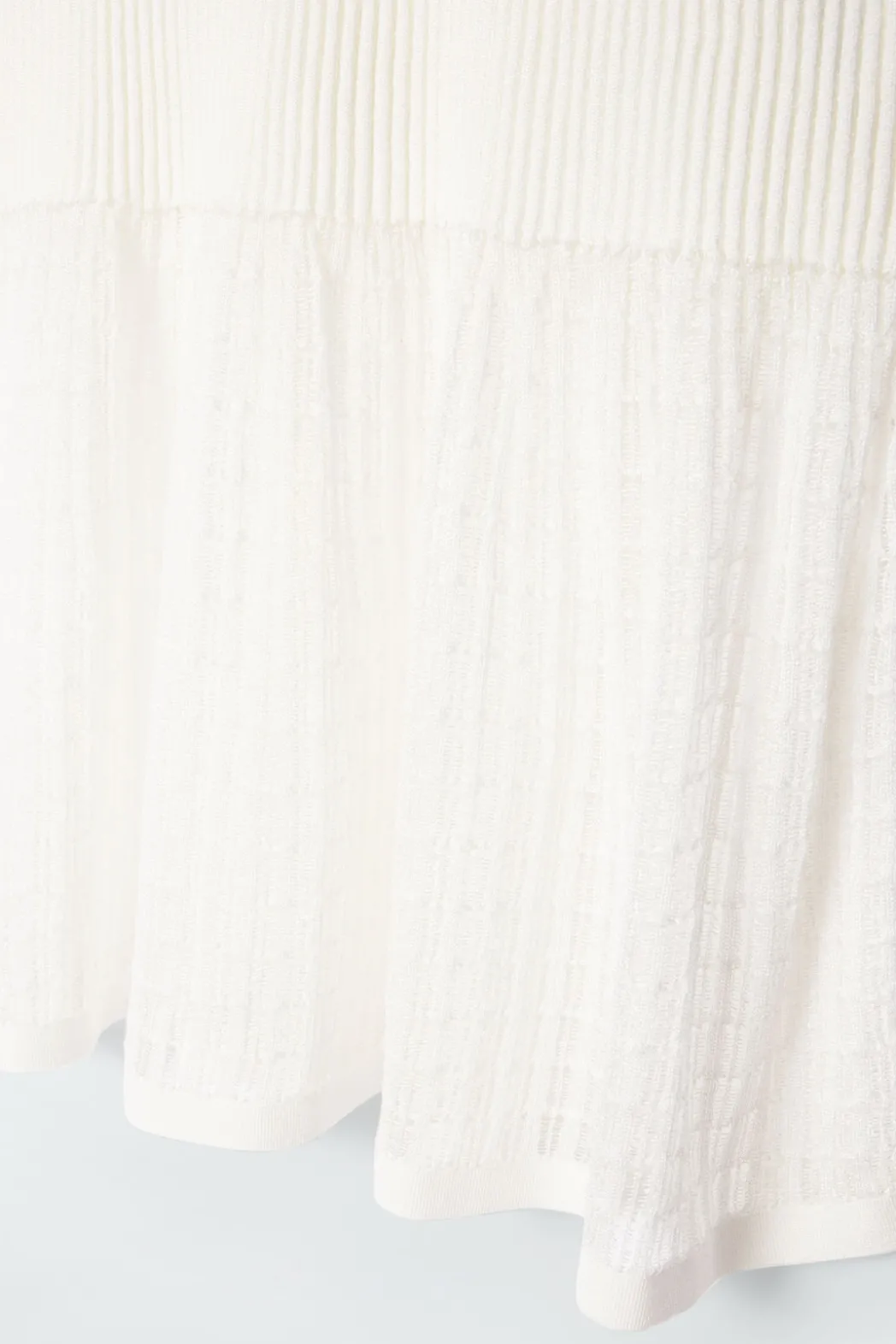 COS LACE-STITCH RIBBED-KNIT MIDI SKIRT IVORY
