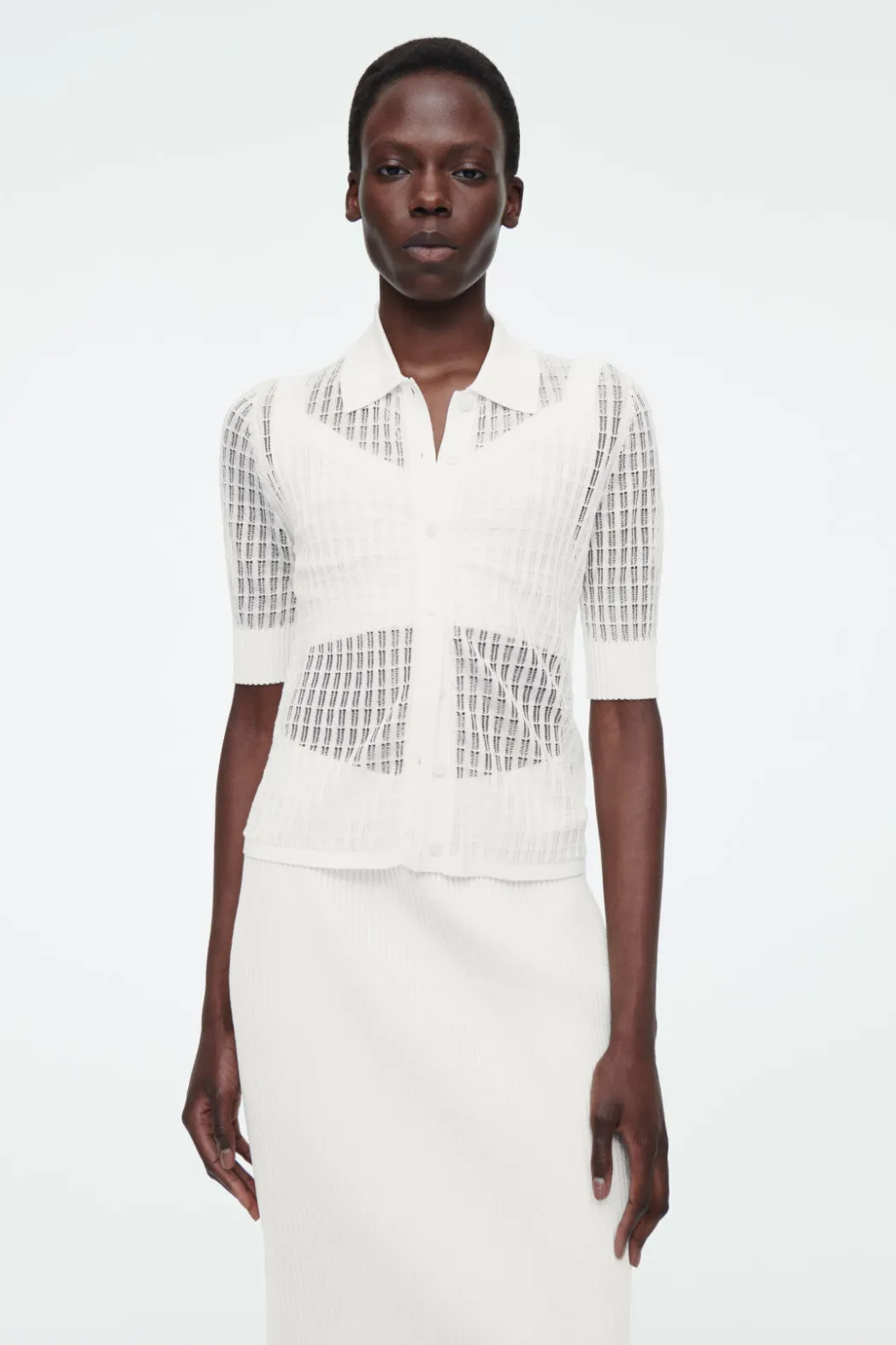 Best COS LACE-STITCH SHORT-SLEEVED CARDIGAN IVORY