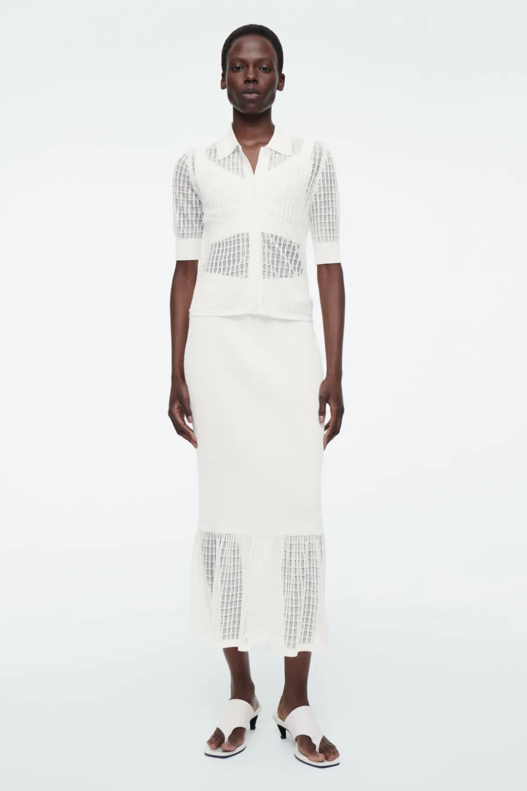 Best COS LACE-STITCH SHORT-SLEEVED CARDIGAN IVORY