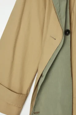 New COS LAYERED DOUBLE-BREASTED TRENCH COAT BEIGE / KHAKI