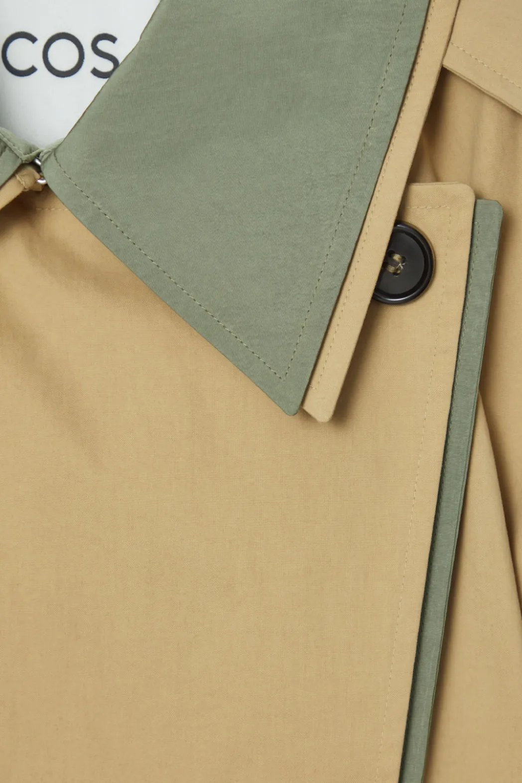 New COS LAYERED DOUBLE-BREASTED TRENCH COAT BEIGE / KHAKI