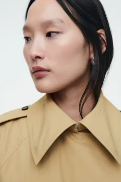 New COS LAYERED DOUBLE-BREASTED TRENCH COAT BEIGE / KHAKI
