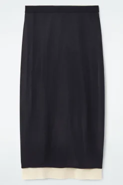 New COS LAYERED KNITTED SKIRT NAVY / CREAM