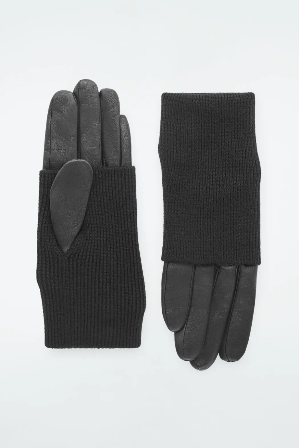 Hot COS LAYERED LEATHER GLOVES BLACK