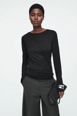 Sale COS LAYERED LONG-SLEEVED TOP BLACK